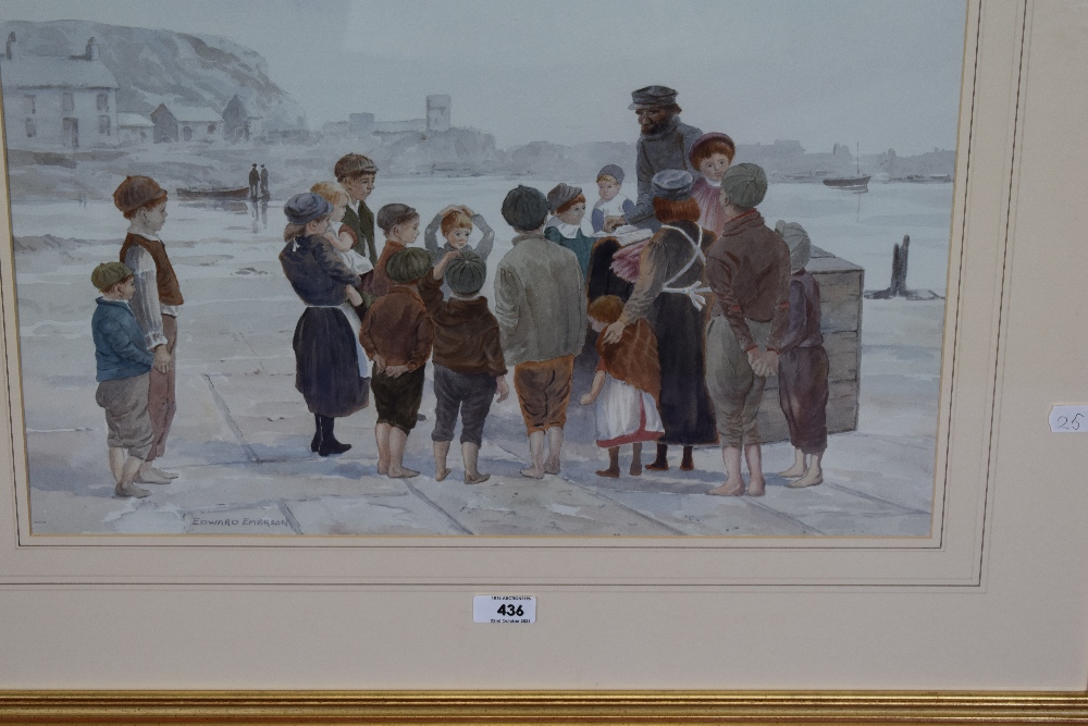 Edward Emerson (20th Century, Irish), watercolour, 'The Story Teller', signed to the lower left - Image 3 of 4