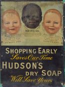 An early 20th Century Hudson's Dry Soap advertisement, displayed within an ebonised 'Guinness' frame