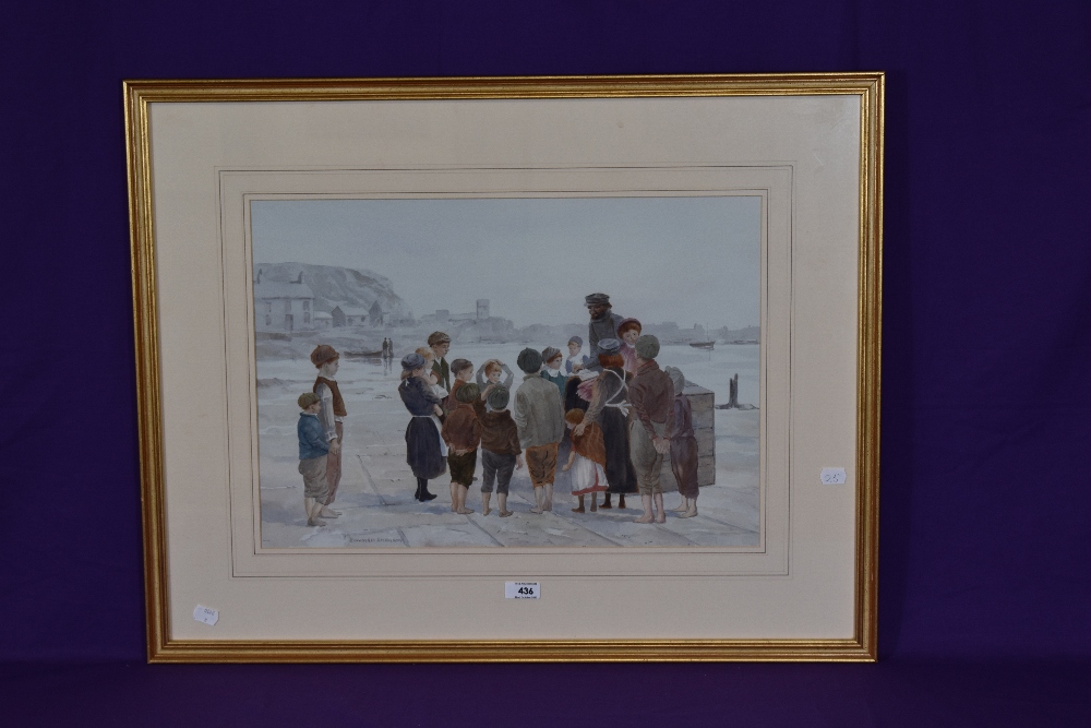 Edward Emerson (20th Century, Irish), watercolour, 'The Story Teller', signed to the lower left - Image 2 of 4