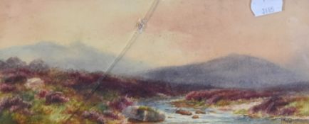 F.Beni (19th/20th Century), a watercolour, A moorland river scene, signed to the lower right,