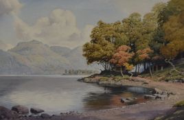 Geoffrey H. Pooley (1908-2006, British), watercolour, A Lakeland bay in autumn, signed and dated
