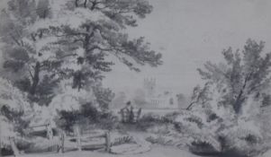 Attributed to Philip Van Dyck Browne (1801-1868), pencil sketches, two studies of rural