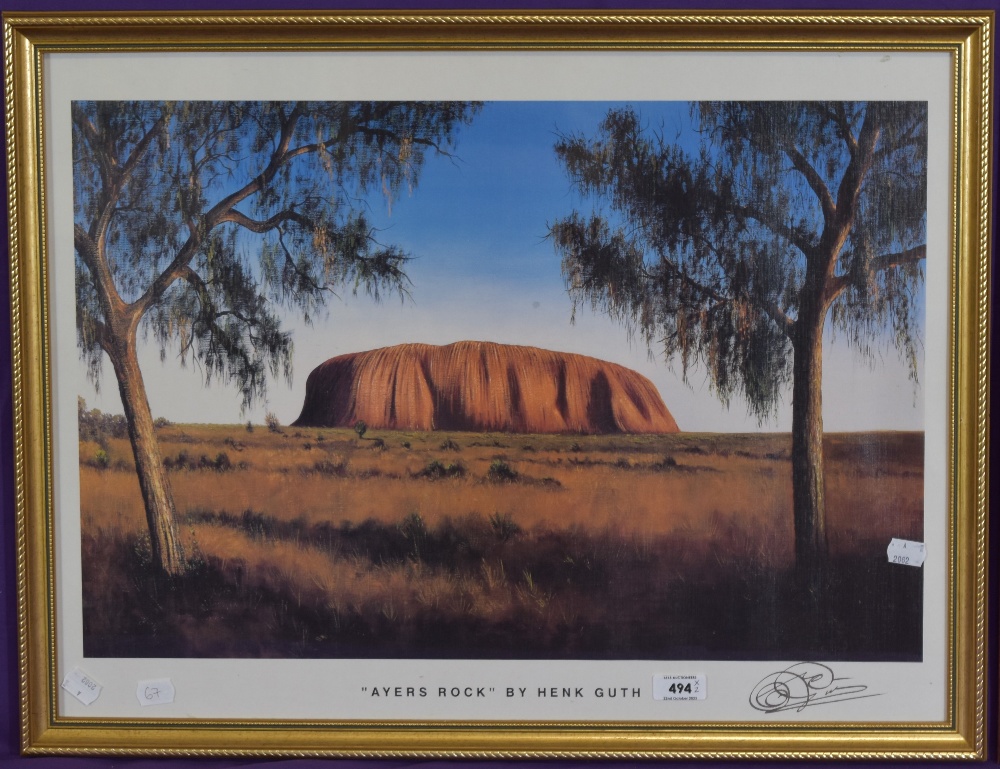After Linda Brown Nabanunga (Australian Aboriginal), coloured print, 'Water Hole Dreaming', dotwork, - Image 3 of 3