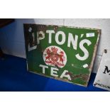 A vintage enamelled sign, Lipton's Tea, approx 33 x 42cm