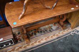 A vintage oak coffee table