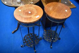 A pair of cast metal occasional tables/plant stands