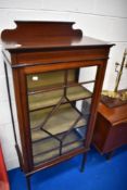 An Edwardian mahogany dsiplay cabinet of nice proportions, with astral glazed doors , width 66cm