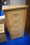 A modern beech sideboard/bedroom chest of six drawers (three by three)