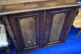 A Victorian stained frame sewing machine table, converted to side cabinet