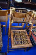 A vintage bamboo chair in the Oriental style