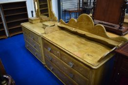 A Victorian scumbled pine dressing table and bedroom chest