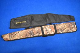 A double padded camoflage gun slip (zips together) and a single padded gun slip by wild hunter