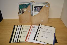 Two wooden files of fly fishing fly tying and dressing magazines
