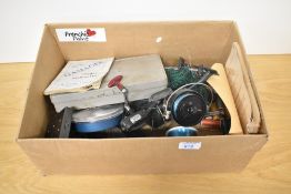 A selection of vintage fishing tackle including fly reels,spinning reels, lures and flies, A fly