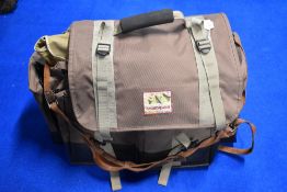 A Scierra outdoor bag. A shakespeare fishing bag with liner and a wax cotton fishing style