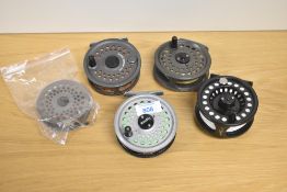 4 fly fishing reels 3 x Leeda Rimfly one with spare spool and a Shakespeare Sigma