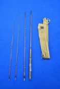 A Hardy 3pc Gold medal palakona 12ft split cane rod with shorter spare tip in soft sleeve (spare tip