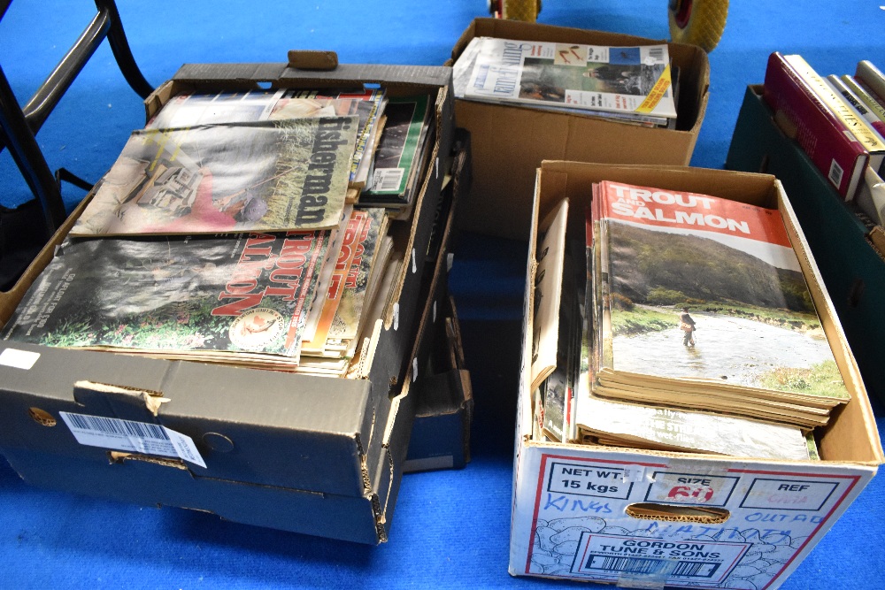 A large collection of Trout and Salmon magazines dating back to the 1970s and some fly tying