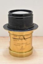 A brass Dallmeyer 3D BIS Petzval portrait lens No122665 in very clean condition
