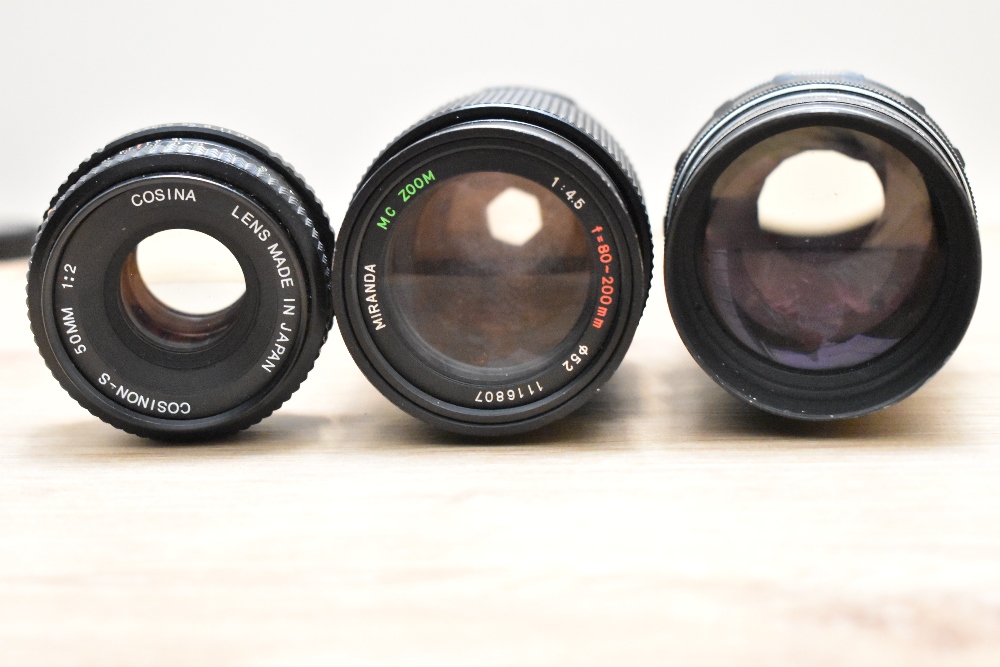 Three cameras and lenses. A Zenit EM Moshva 80 Olympic with Carl Zeiss Jana Tessar 2,8/50 lens, A - Image 6 of 6