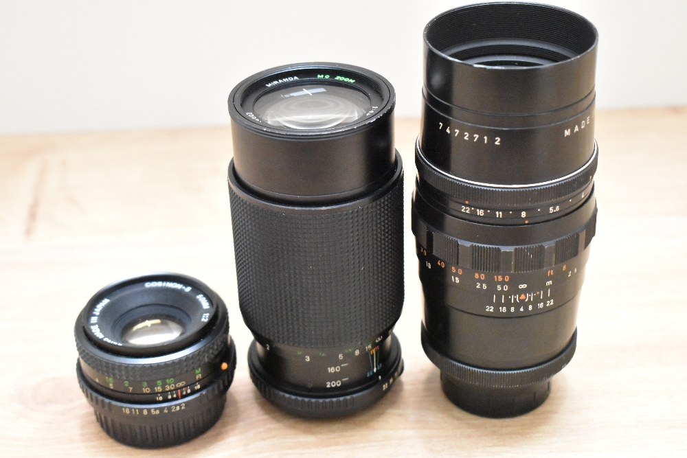 Three cameras and lenses. A Zenit EM Moshva 80 Olympic with Carl Zeiss Jana Tessar 2,8/50 lens, A - Image 5 of 6
