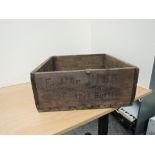 A vintage wooden Liebfraumilch Wine Box, to hold 12 bottles, 1933ER, missing lid