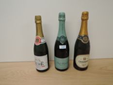 Three bottles of Sparkling Wine, Zonin Chardonnay Brut VSO, 11.5% vol 75cl, Paul Herard Champagne