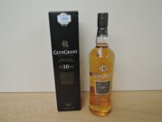 A bottle of Glen Grant 10 year old Single Malt Scotch Whisky, 40% vol, 70cl, in card box, whisky