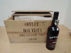 A Twelve Bottle Case of Offley Boa Vista 1983 Vintage Port bottled in 1985, 20% vol, 75cl, in wooden