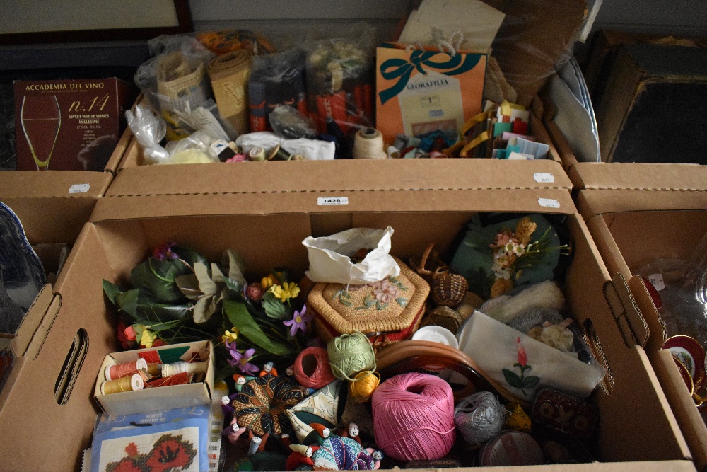 Two cartons of assorted haberdashery items.