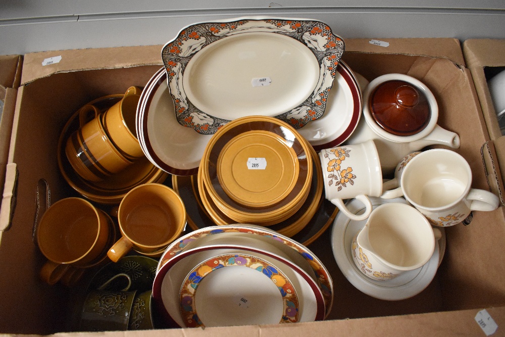 A 1970's style dinner service in mustard with brown banding (29 pieces approx), a Biltons part tea - Image 2 of 2