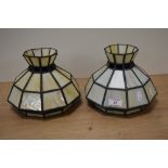 Two Tiffany style glass lamp shades.