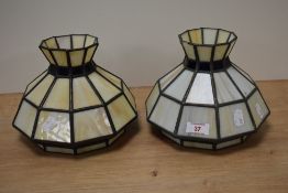 Two Tiffany style glass lamp shades.