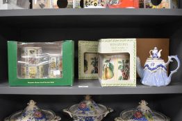 A selection of Ringtons collectables, including picture card jugs in box and fruit storage jars,