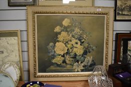 After Harold Clayton (1896-1979), a coloured print of a Still Life flower arrangement, framed,
