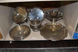 A selection of plated wear including trays, rose bowl, bon bon dish etc, also included is an