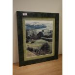 A framed photographic print of a garden or orchard