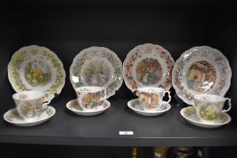 A selection of Royal Doulton 'Brambly Hedge' trios, including spring, summer, autumn and winter.