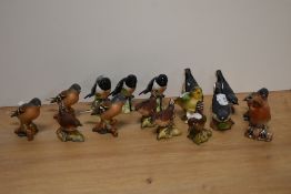 A group of sixteen Beswick Pottery bird studies, comprising three matt Chaffinches 991, three matt