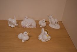 A collection of six John Beswick 'Little Likeables' animal figures, comprising 'Family