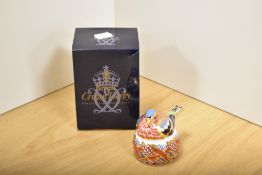 A Royal Crown Derby fine bone china 'Chaffinch Nesting' Collectors Guild paperweight, with silver