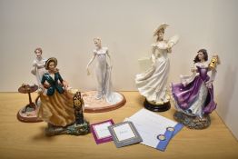 A group of four Franklin Mint 'Jane Austen' and 'Emily Bronte' figurines, comprising 'elinor' from