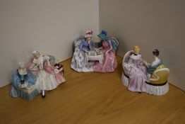 A group of three Royal Doulton bone china figure groups, comprising 'The Love Letter' HN2149, 'Heart