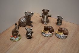 A group of seven small Beswick Pottery animal figures, comprising four Koalas 1038, 1039, 1040 and