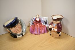 A Royal Doulton bone china figurine 'Sweet & Twenty' HN198, sold together with a two Royal Doulton