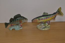 Two Beswick Pottery fish studies, comprising 'Golden Trout' 1246 designed by Arthur Gredington in