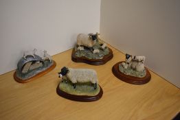 A Group of three Border Fine Arts farm animal/sheep groups, comprising 'Spring Lambing' JH6, 'King