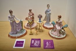 A group of four Franklin Mint 'Jane Austen' figurines, comprising 'Anne Elliot' from Persuasion,
