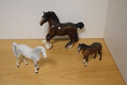 A group of three Beswick Pottery horses, comprising an Arab 'Xayal' 1265 in dappled grey gloss,