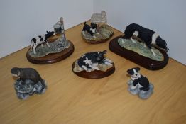 A group of six Border Fine Arts animal studies, comprising a Border Collie, designed by Mairi